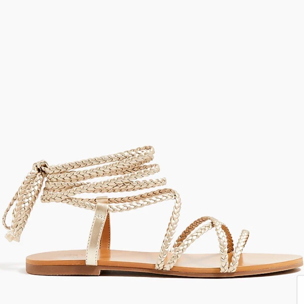 J.Crew Factory Braided Ankle-Wrap Sandals - Picture 4 of 7